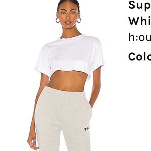 Revolve hours super crop white tee